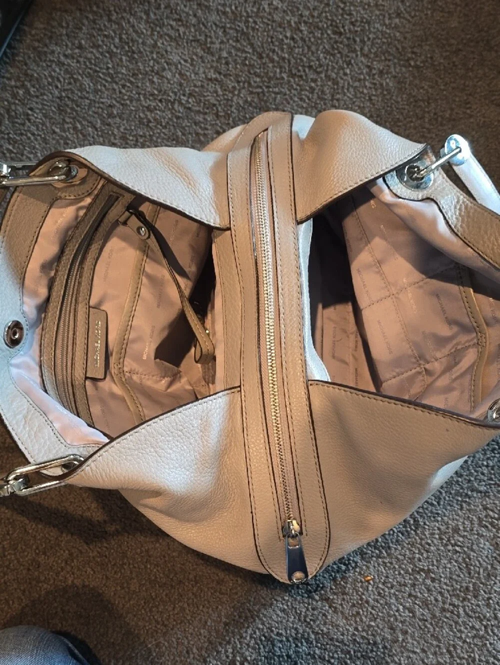 Michael Kors Cream Pebbled Leather Shoulder Tote